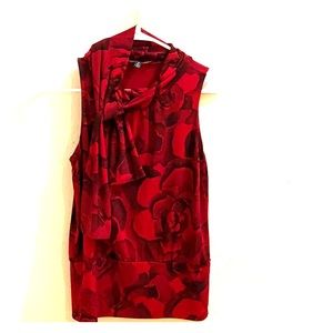 Express red rose top with side neck bow